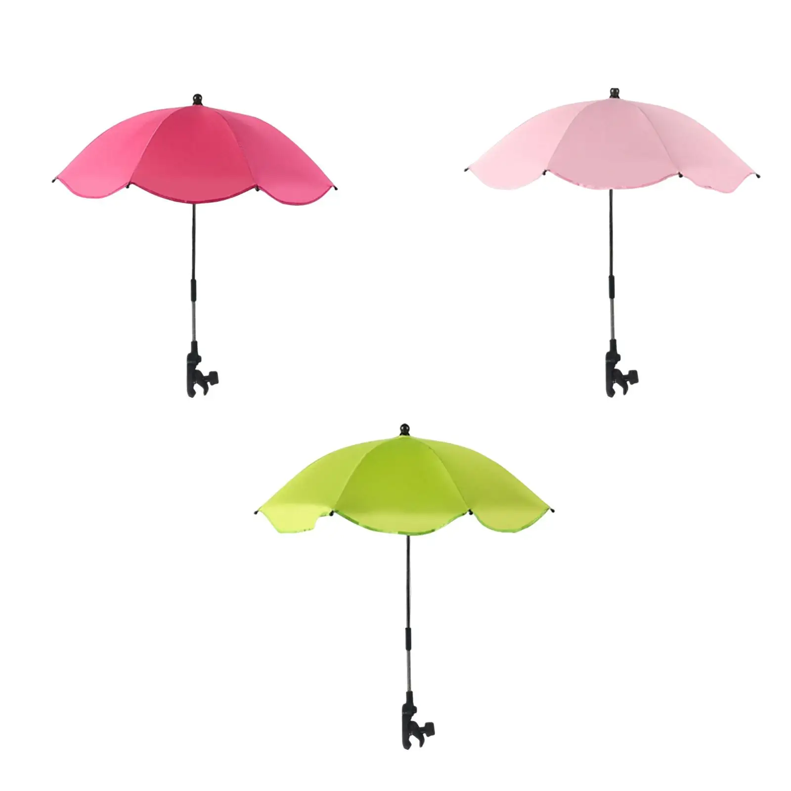 Clip on Umbrella for Stroller Waterproof Versatile Pushchair Parasol for Walking Traveling Backyard Lawn Outdoor Activities