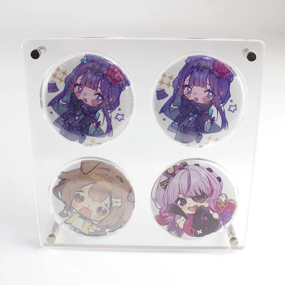 Customizable Pattern and Logo Cartoon Anime Badge Display Stand Acrylic Transparent Storage Box Protective Frame