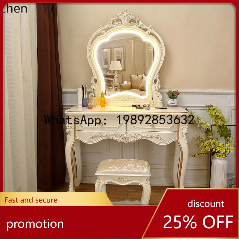 

YFY Bedroom Makeup Table Internet Celebrity Ins Multi-Functional Princess Dressing Table Small Apartment Pastoral Makeup Table