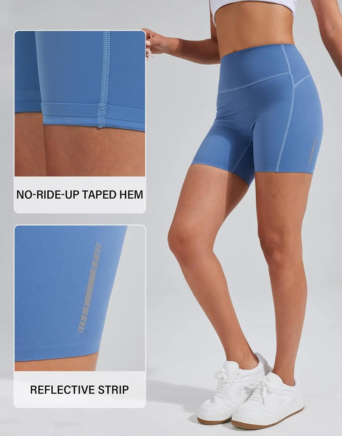 

Pioneer Camp No Front Seam Biker Shorts for Women Seamless Tummy Control Yoga Workout Shorts with Pocket Quick Dry Breathable