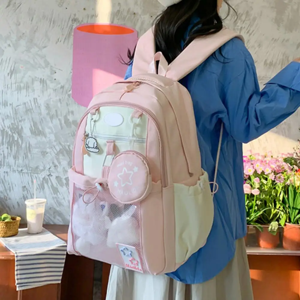 

Kawaii сумка для ноутбука, водонепроницаемый рюкзак большой емкости с прозрачным передним карманом, школьный рюкзак для путешествий на улице