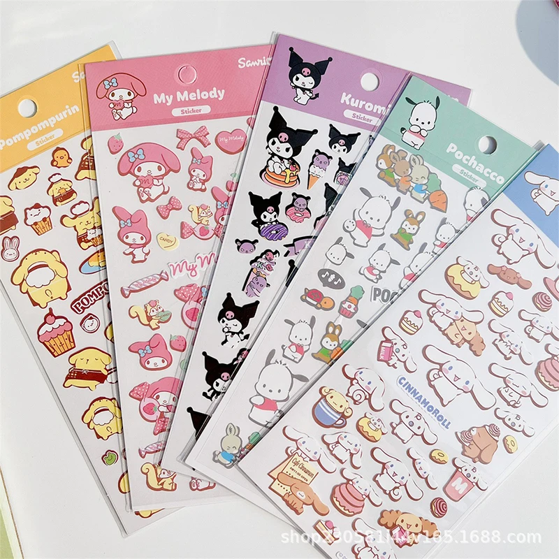 Sanrio Cinnamoroll Kuromi Anime Hand Ledger Stickers Cute Cartoon My Melody Diy Sticker Lovely Toys Gifts for Girls