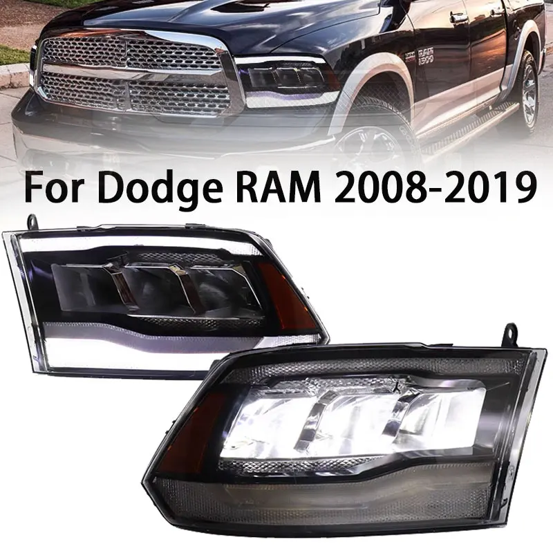 

Светодиодные фары для Dodge Ram 1500 2009-2019, модифицированный полный светодиодный проектор, передние фары в сборе, Plug And Play