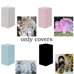 Birthday Party Covers for Rectangle Box Square Plinths Solid Black Cylinder Cover Pedestal Covers for Wedding Party Decoration