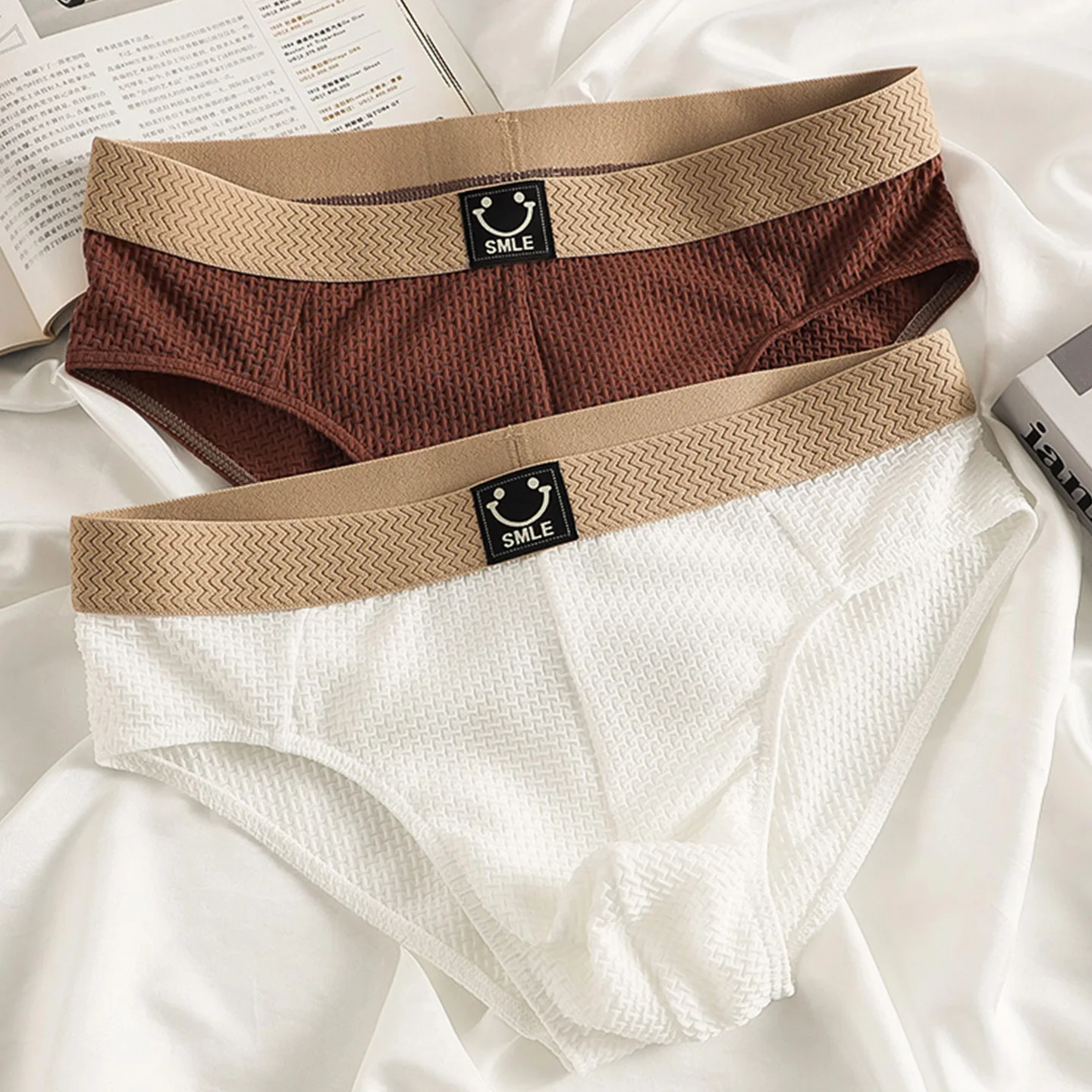 Men's Waffle Mesh Brief with Smile Waistband | Quick-Dry Breathable Underwear