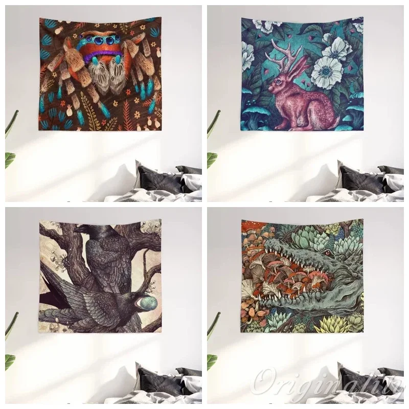 Jumping Spider Ravens animal Unique Tapestry Room Accessories Wall Hanging
