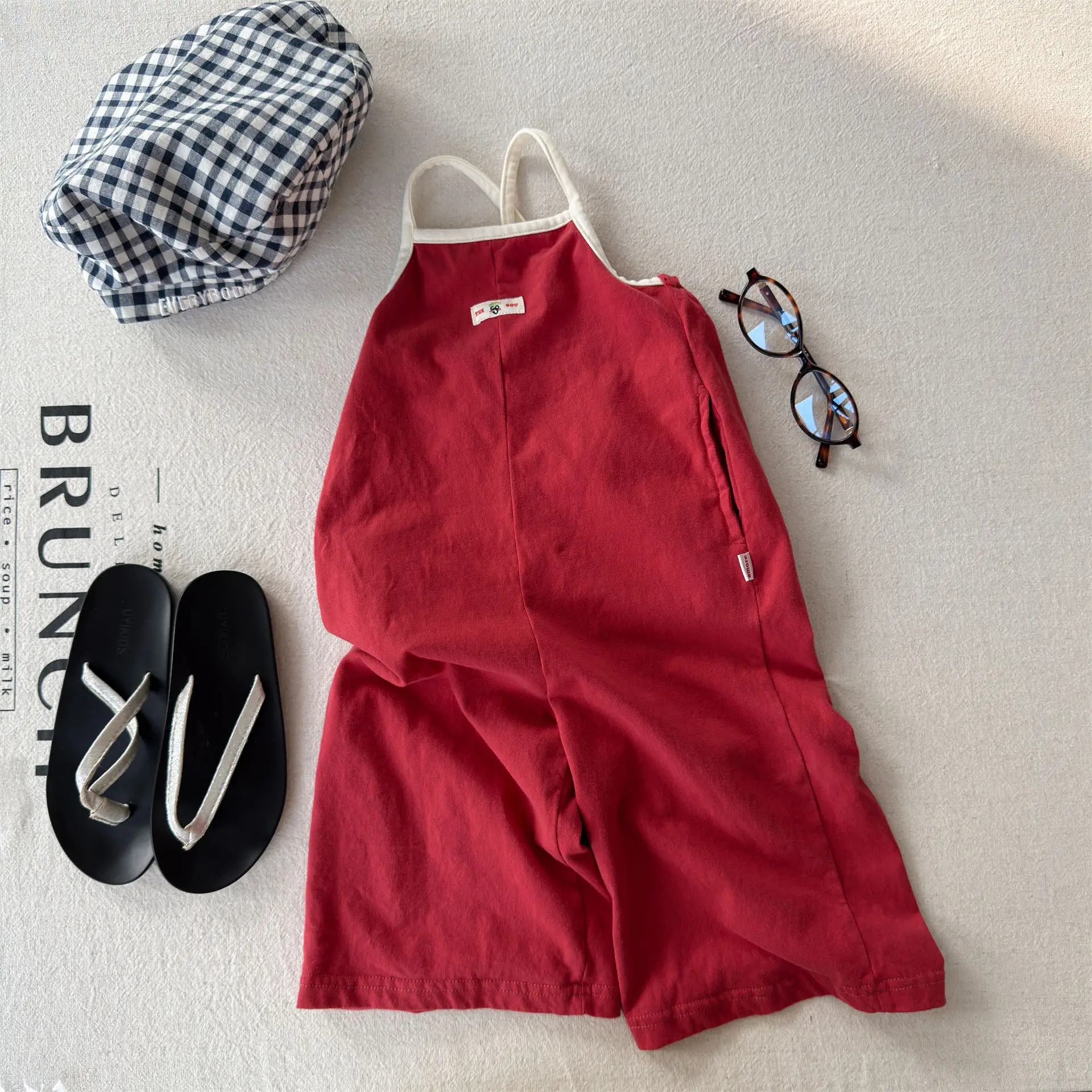 2026 Summer New Girls Sling Jumpsuit Children Loose Playsuit Thin Cotton Baby Girl Sling Pants Kids Casual Overalls
