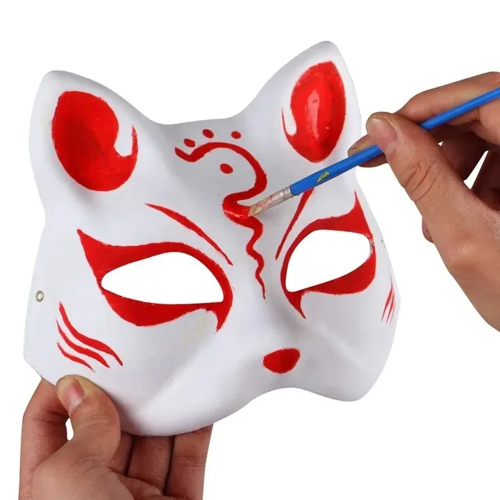 3/5/10 pezzi maschera giapponese mezza faccia dipinta a mano maschera di volpe gatto scene anime cosplay travestimento celebrazione festival cosplay prop