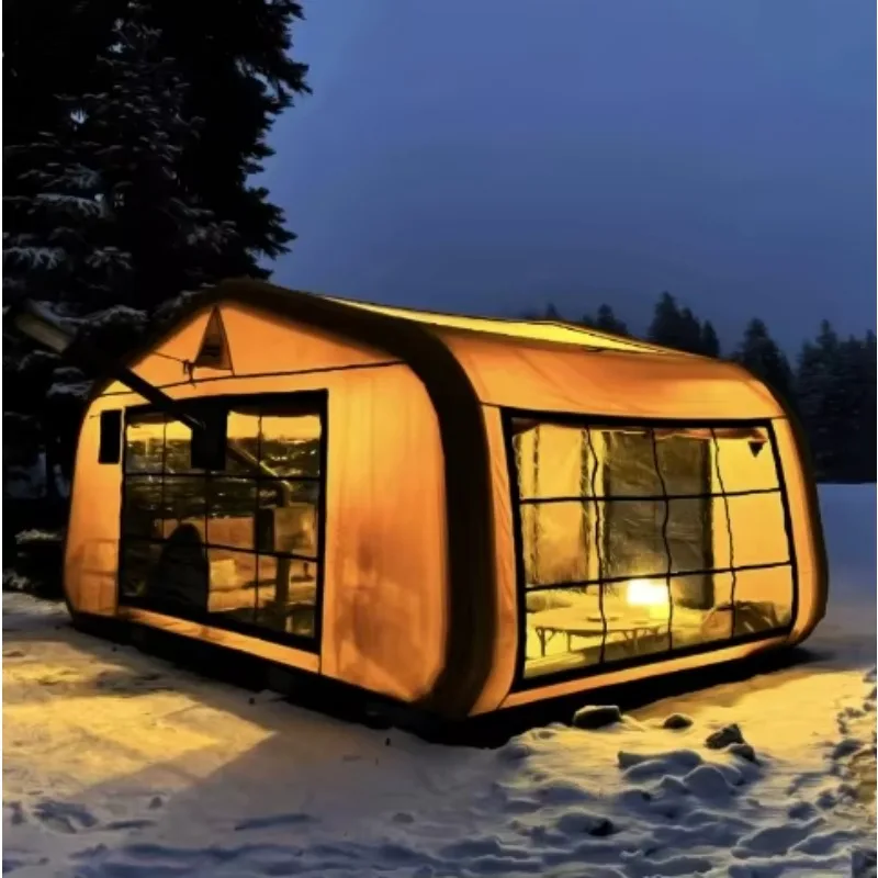 Multi-Person Four-Season Double Layer Camping Tent Waterproof Inflatable Quick Automatic Opening Air Big Outdoor Glamping Tent