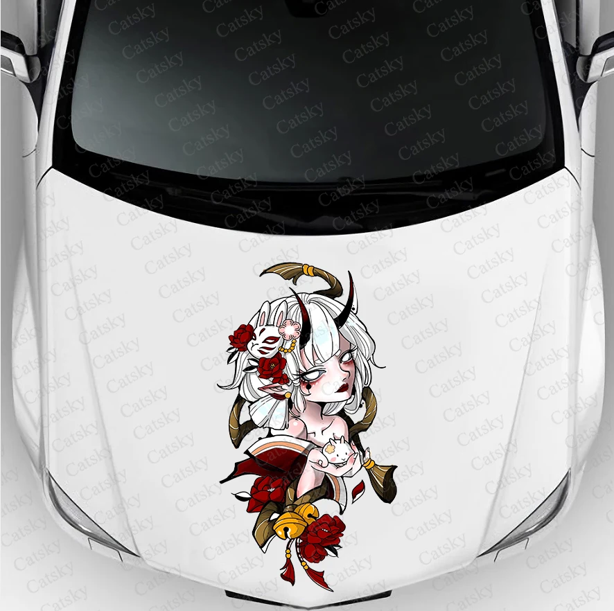 Japanese Geisha Car hood side sticker vinyl racing paint accessories self adhesive painting for truck suv car decal