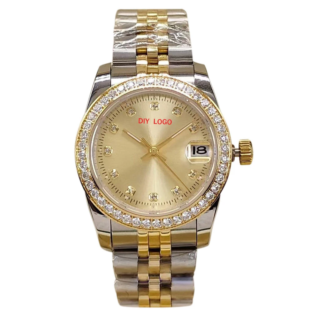 Customized 31mm Fashion Women's Watch with Logo, Automatic Date Mechanical Diamond Watch, Gift for Women