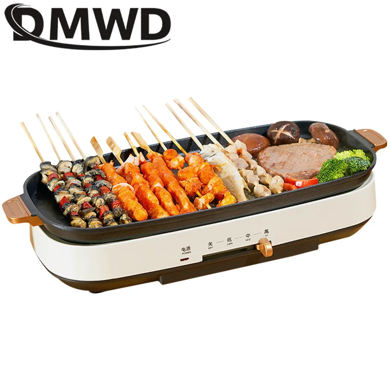 DMWD Grill elektryczny nieprzywierająca urządzenie do grillowania bezdymna koreańska płyta grzejna BBQ tepteo narzędzia domowe grillowana patelnia