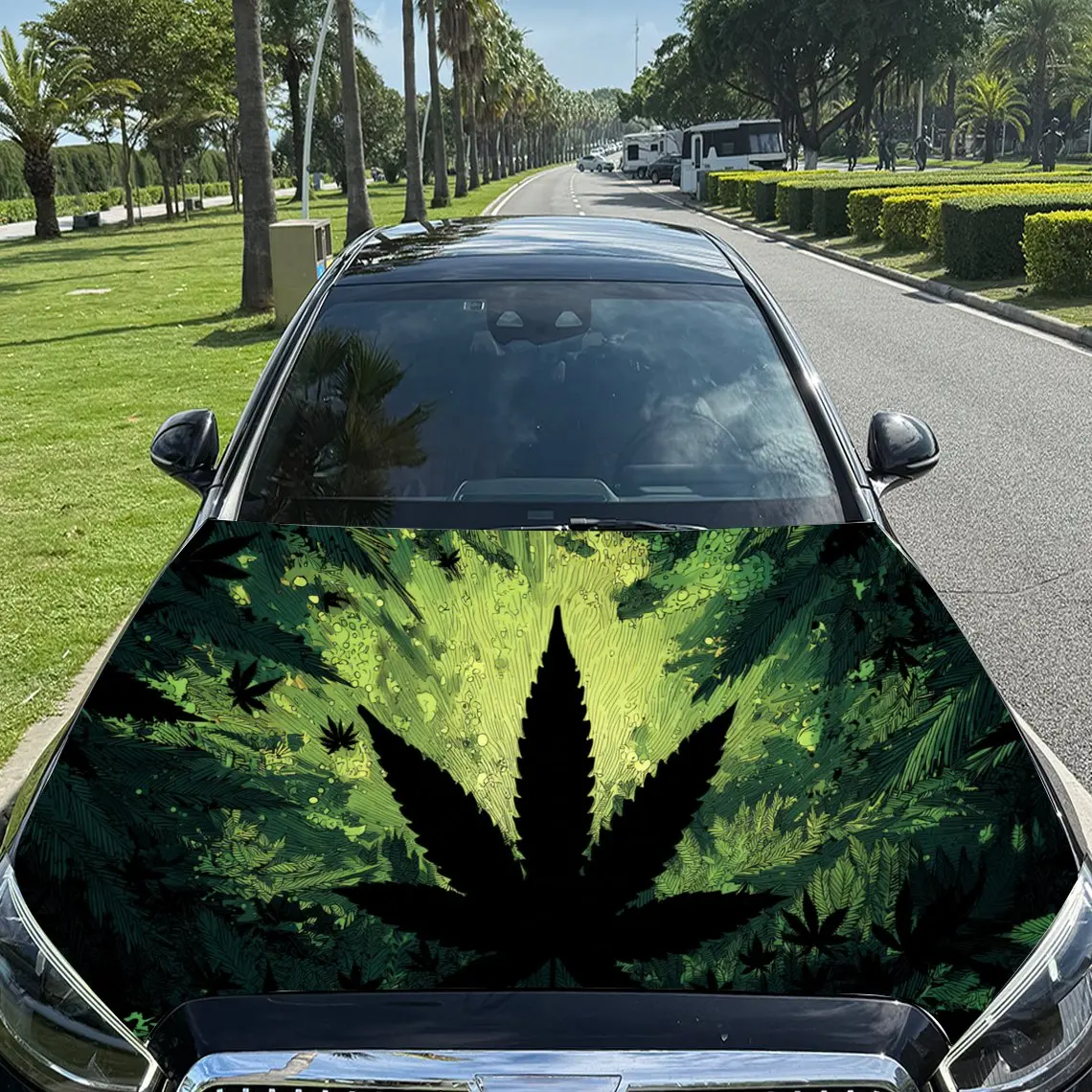 Fantastic Forest Leaf Pattern car hood stickers, waterproof self-adhesive, scratch resistant, easy to stick, durable car PVC sti