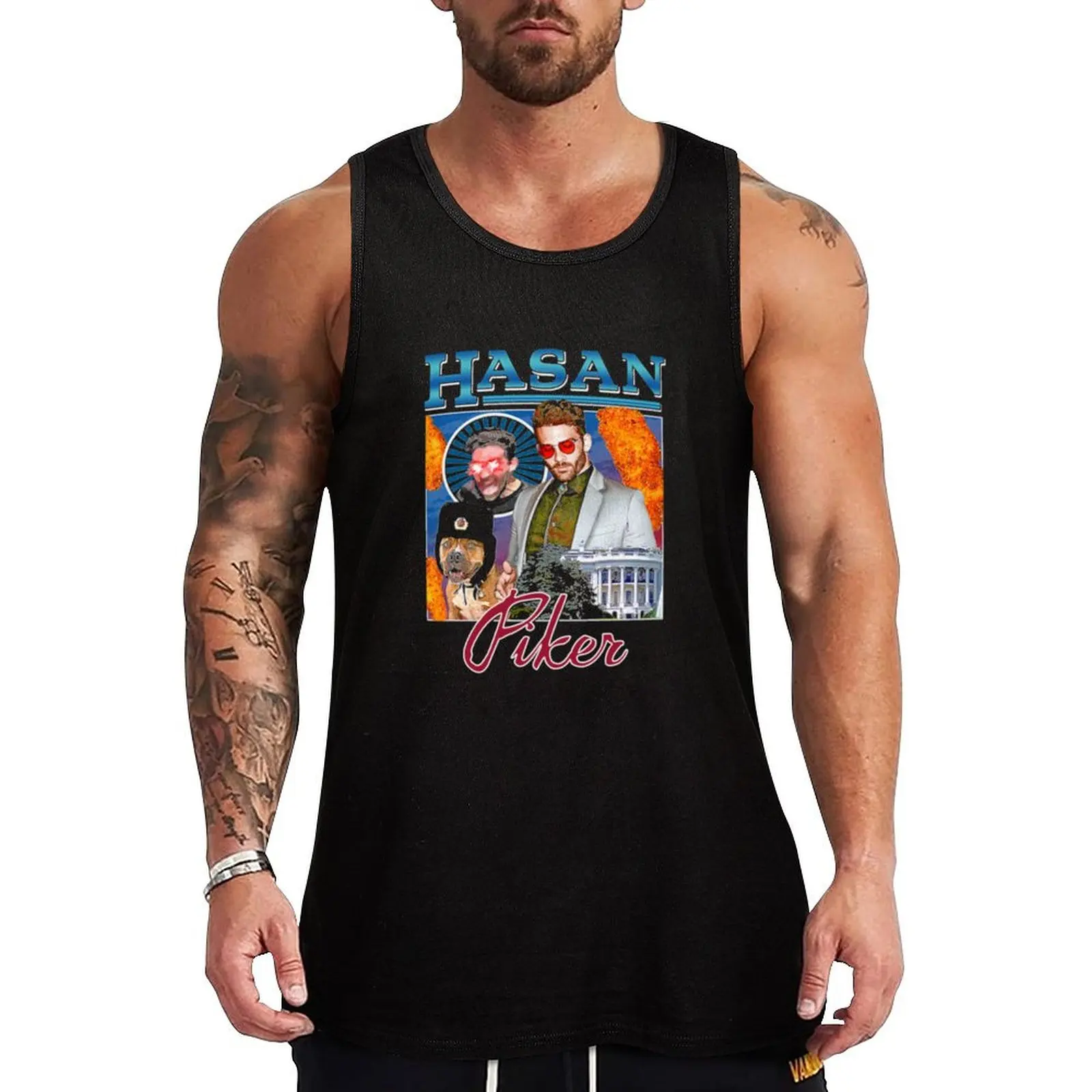 

Hasan Piker Tank Top summer clothes t-shirts man sleeveless shirts muscle t-shirt