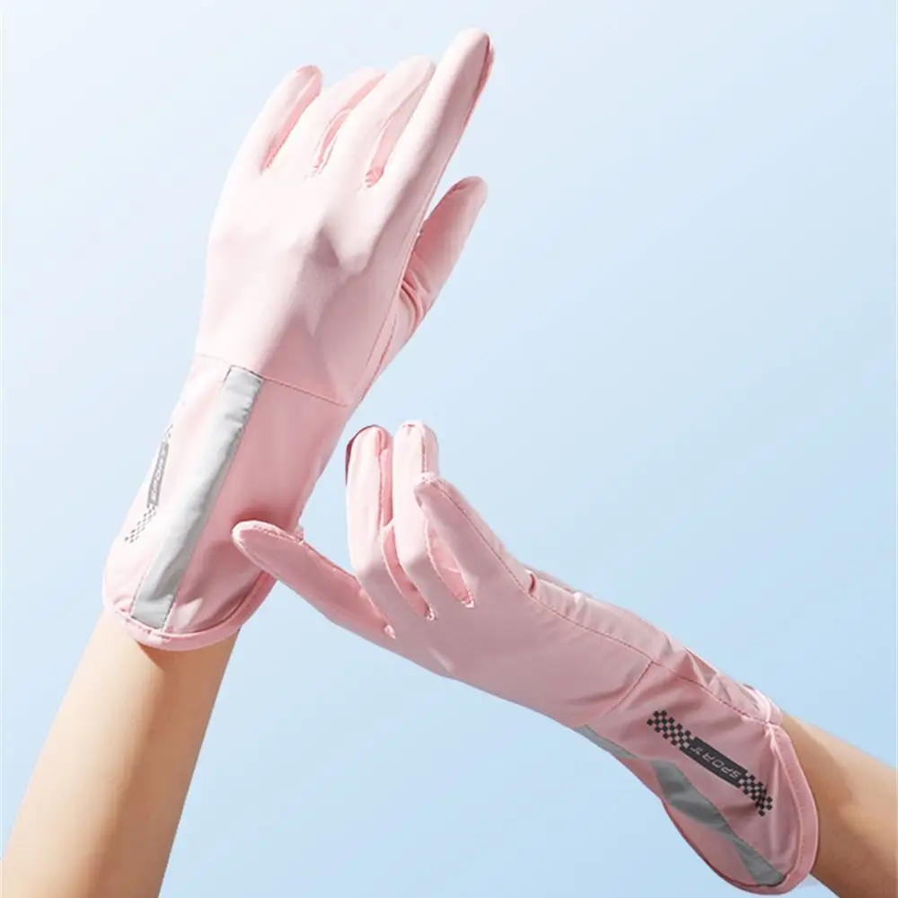 Fashion Mid-long Sunscreen Gloves Thin Elastic Sun Protection Gloves Slip Resistant Ice Silk Anti-UV Mittens Sports Running