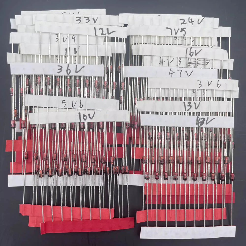 1W Zener Diode 3V-47V 30ValuesX10pcs=300pcs, IN4730-IN4756 Electronic Components Package  Assorted Kit Book