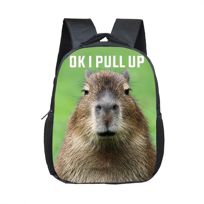 Dieren Capibara Print Rugzakken Grappig Pull Up Kids Kleuterschool Tassen Kinderen Schooltas Baby Peuter Rugzakken Boekentassen