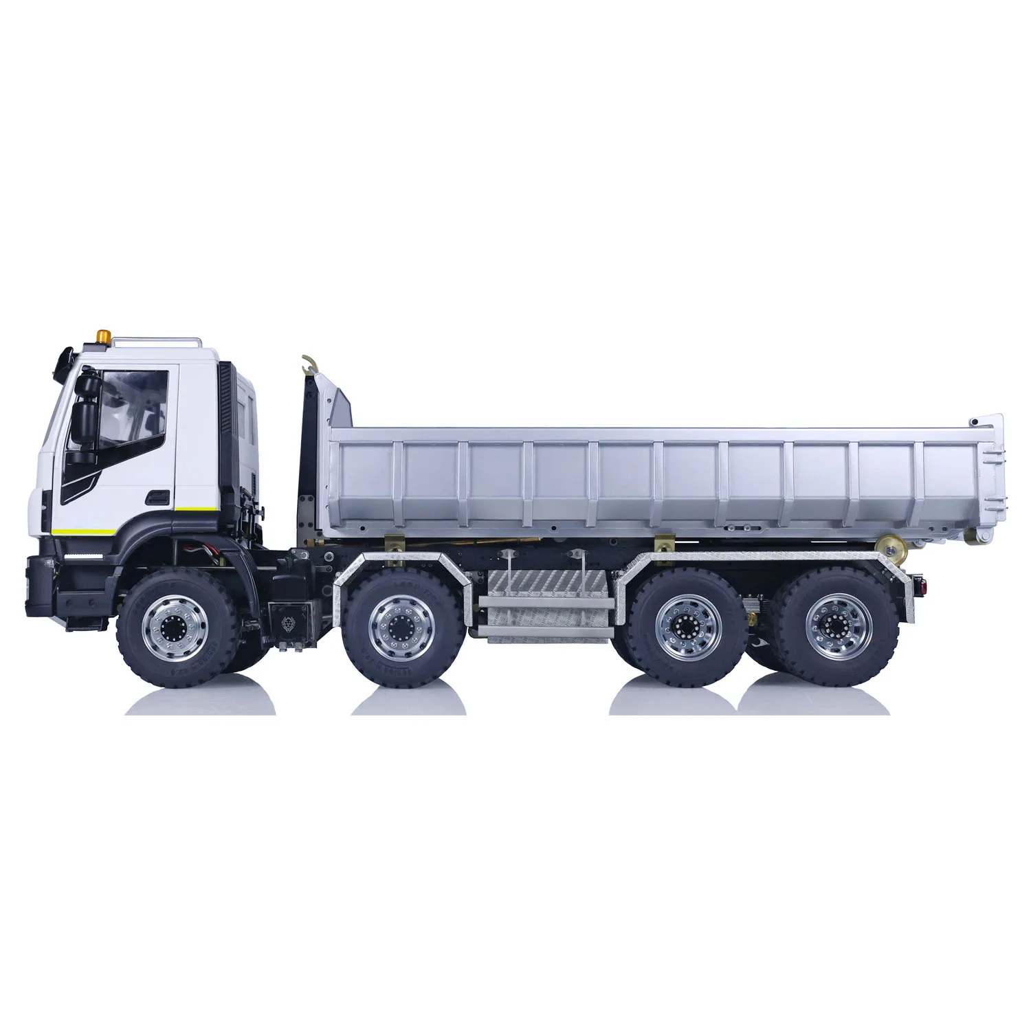 

1/14 LESU 8x8 Hydraulic RC Dumper Truck Remote Control Metal Full-dump Car Sound Light System Remote Control Model Gifts