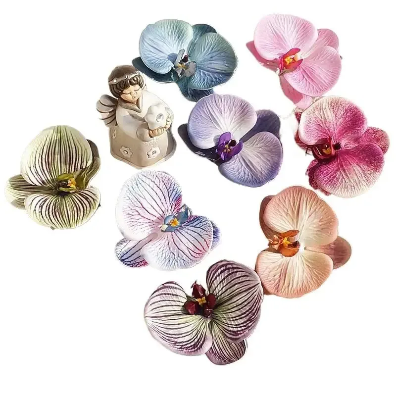 غطاء رأس على شكل فراشة مطبوعة ثلاثية الأبعاد، قطن صناعي وزهرة سيليكون، تذكار زفاف، صندوق هدايا للحفلات، إكسسوار للشعر،