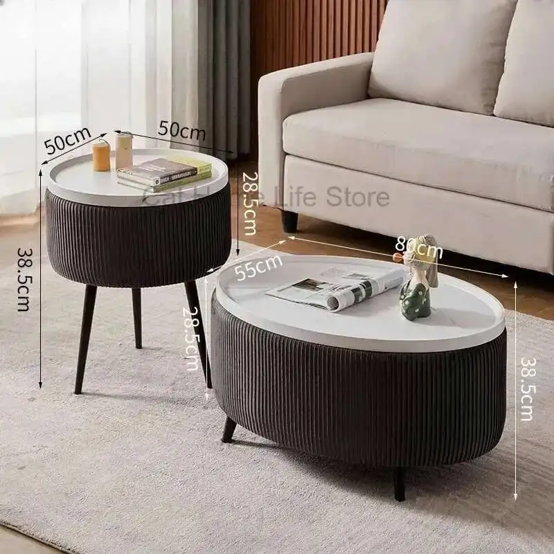 

Luxury Soft Table Side Nordic Bag Coffee Wooden Dressing Home Low Modern Tv Round Living Room Small Dining Center Hall Furniture