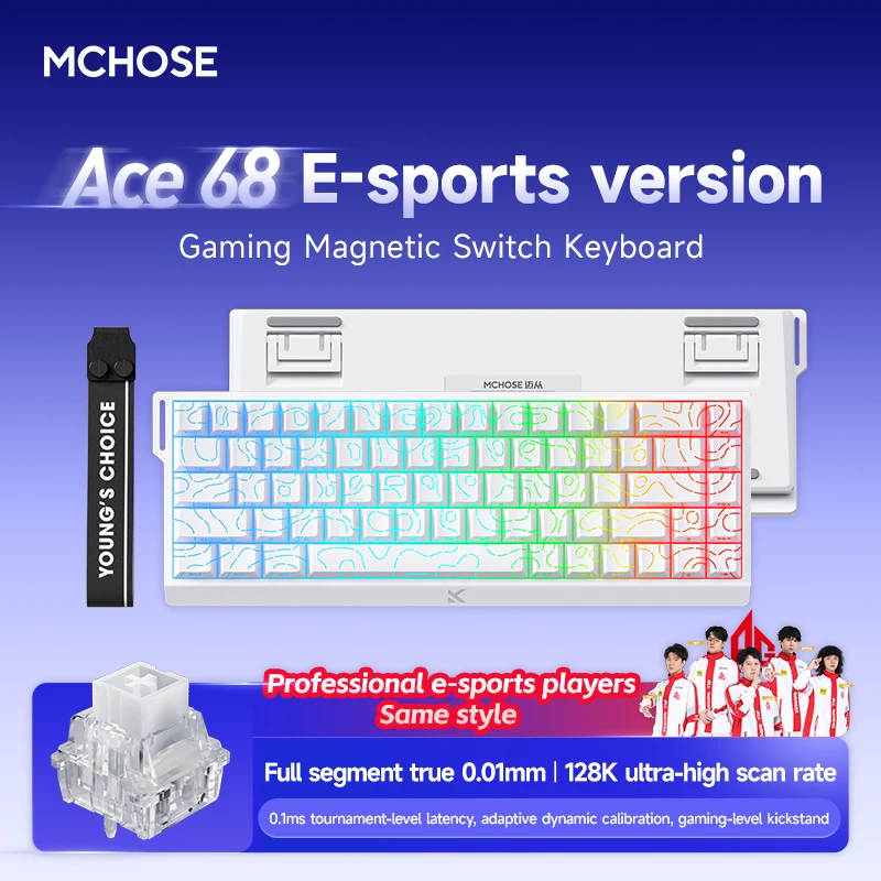 

Магнитная механическая клавиатура Ace68, проводная RGB Type-C, профессиональная игровая клавиатура для ПК