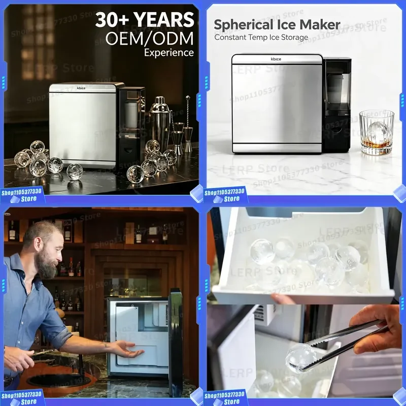 2026 New Crystal Clear Ball Ice Maker 4-Hour Freeze Modern Ball Ice Maker with Storage Function for Whiskey Cocktail Bars