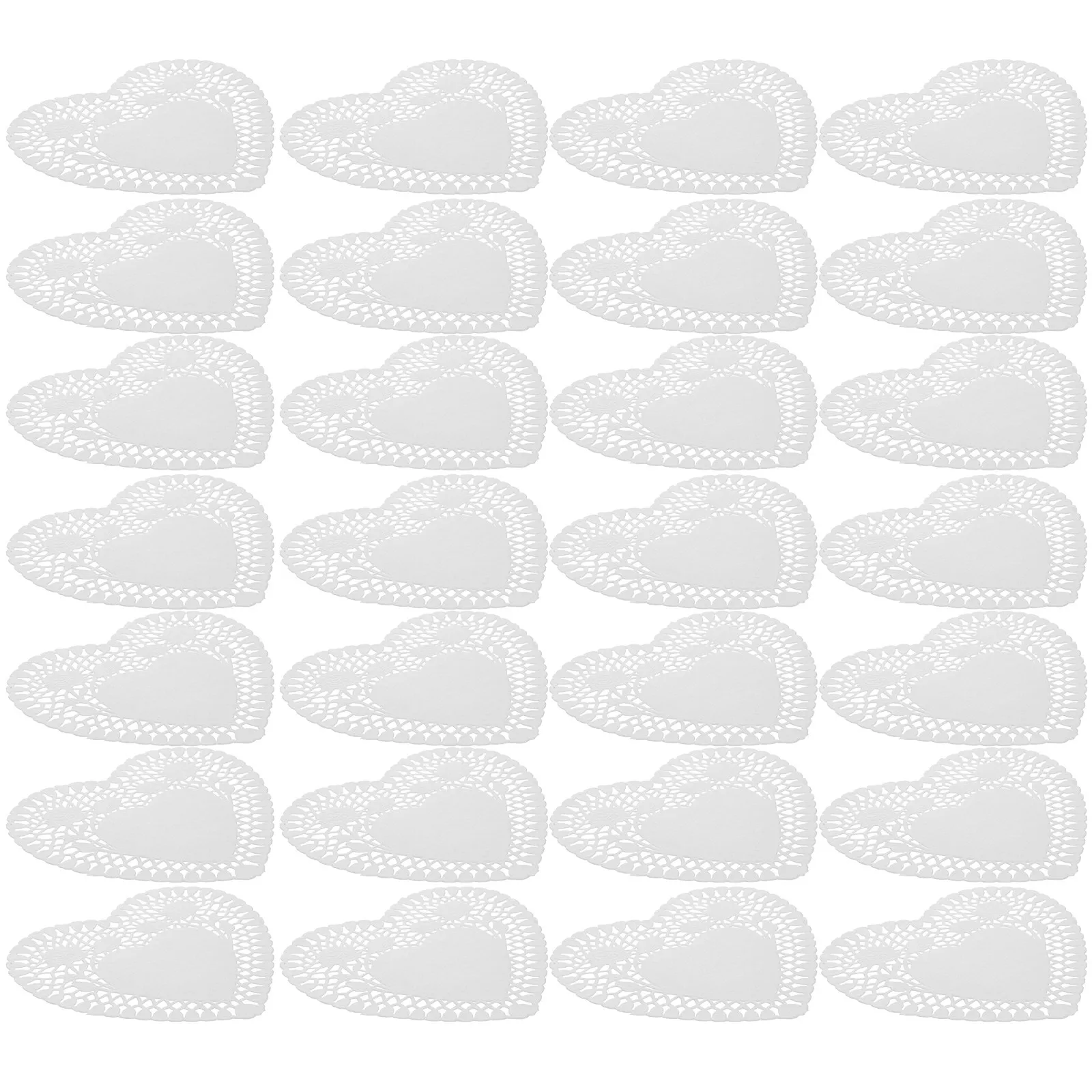 100Pcs Heart Lace Doilies for Cakes Oil Absorbing Baking Paper Dessert Plating Sheets Valentine's Day Food Serving Tray