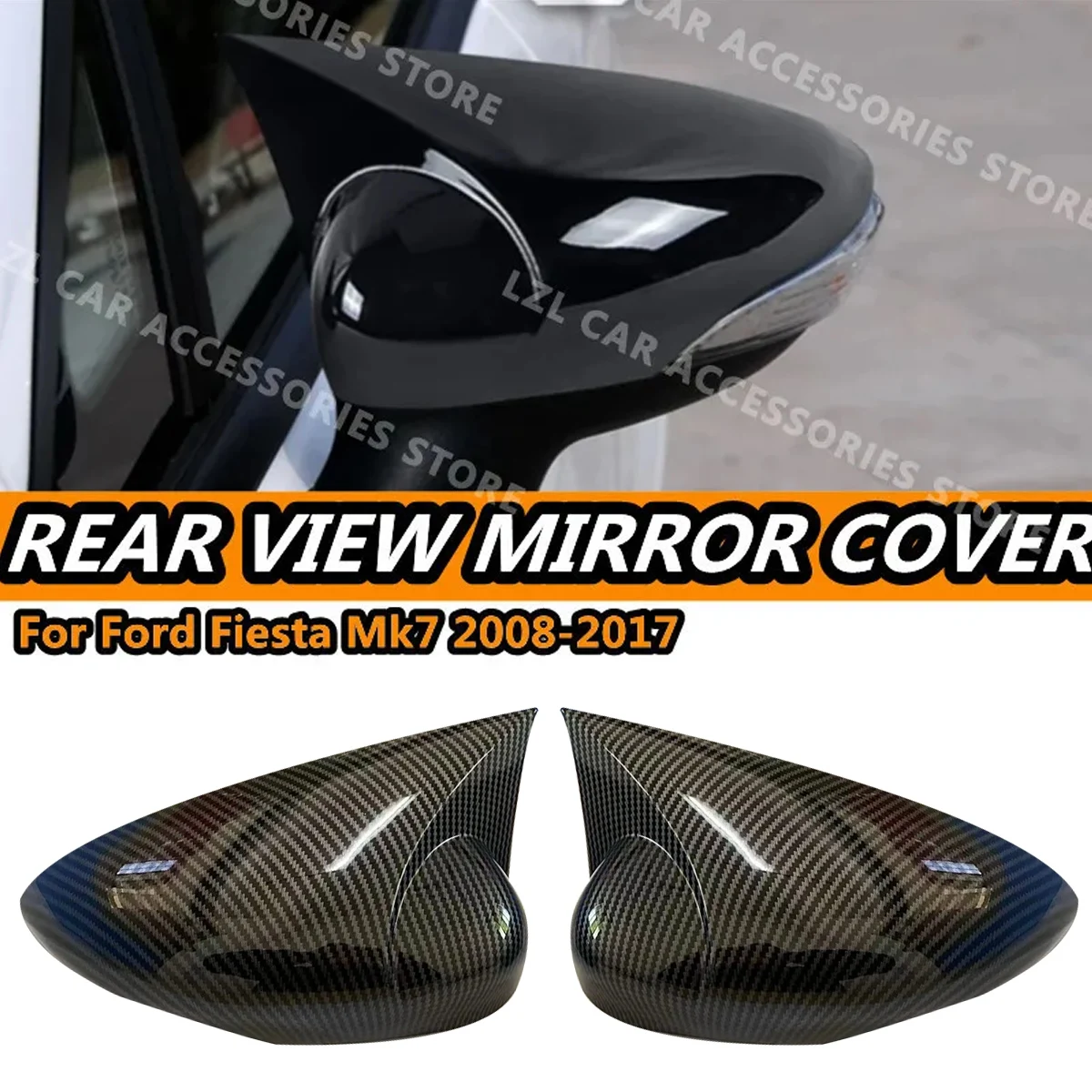 

Car Side Rear View Wing Mirror Cover M Style For Ford Fiesta MK7 2008 - 2017 Add-On Mirror Cap Cover Car Accessories