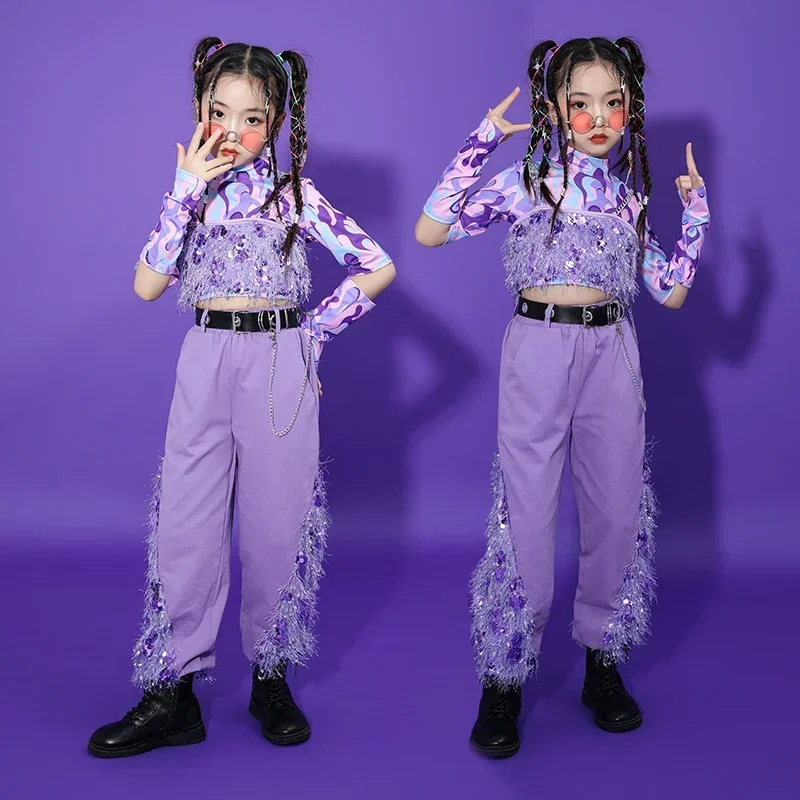 

Children's jazz dance clothing trendy and cool, fashionable sequin performance clothing children's hip-hop street dance clothing