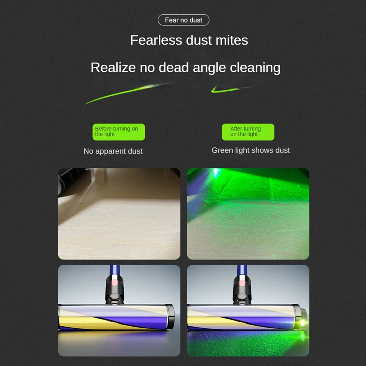 Aspirador de pó luzes claramente pet poeira display lâmpada led recarregável universal aspirador acessório cinza