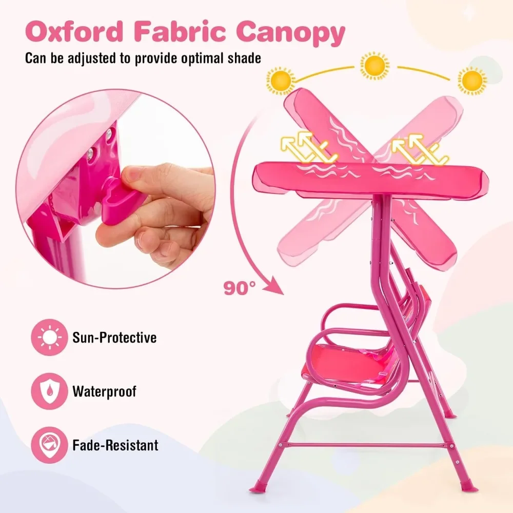 Kids Patio Swing, 2-Seater Outdoor Porch Swing Lounge Chair