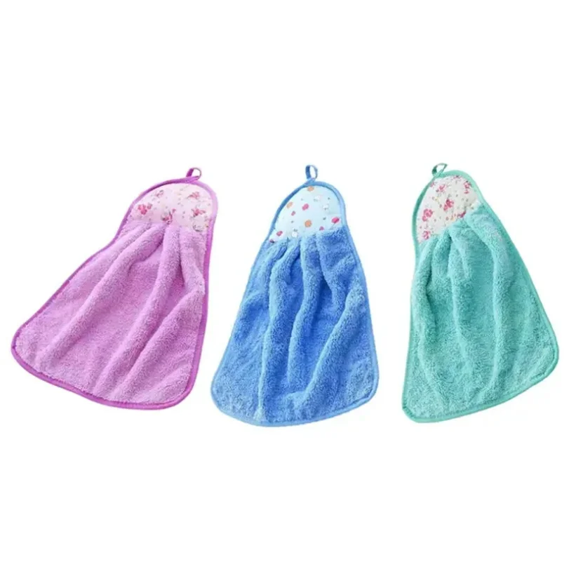 

3pcs Coral Fleece Fingertip Towel, Hanging Towel For Wiping Hands, Household Dishwashing Cloths For Bathroom, Bathroom Supplies
