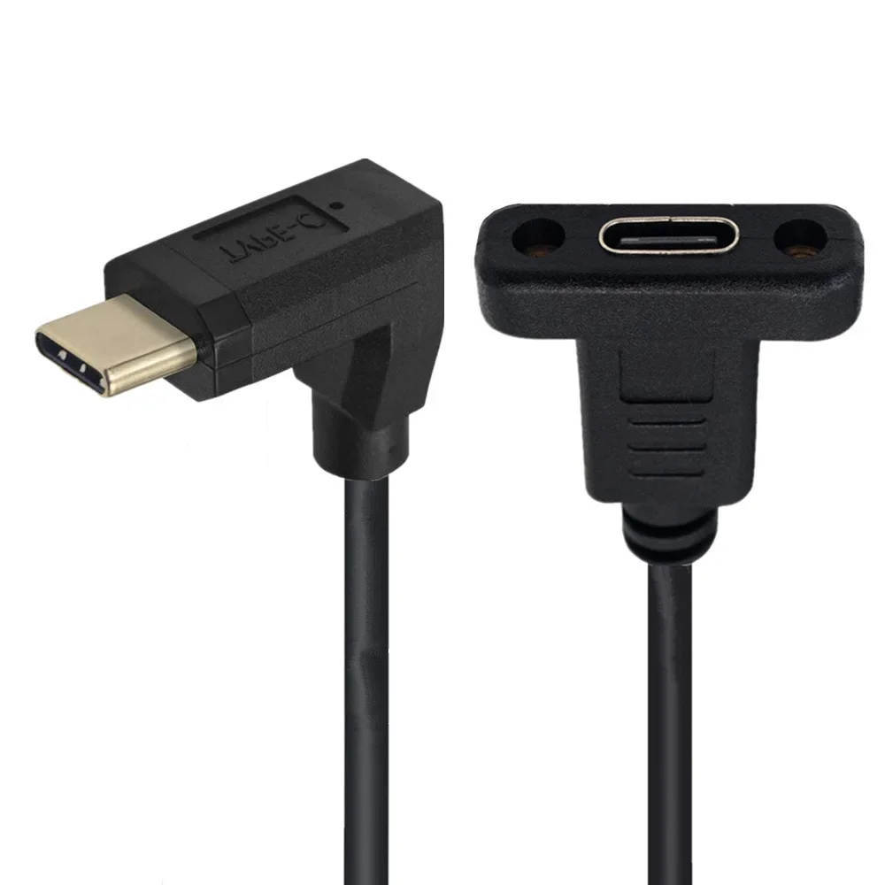 USB نوع C تمديد كابل USB 3.1 كابل فيديو البيانات USB-C ذكر إلى أنثى موسع الحبل موصل مع لوحة المسمار جبل محمية