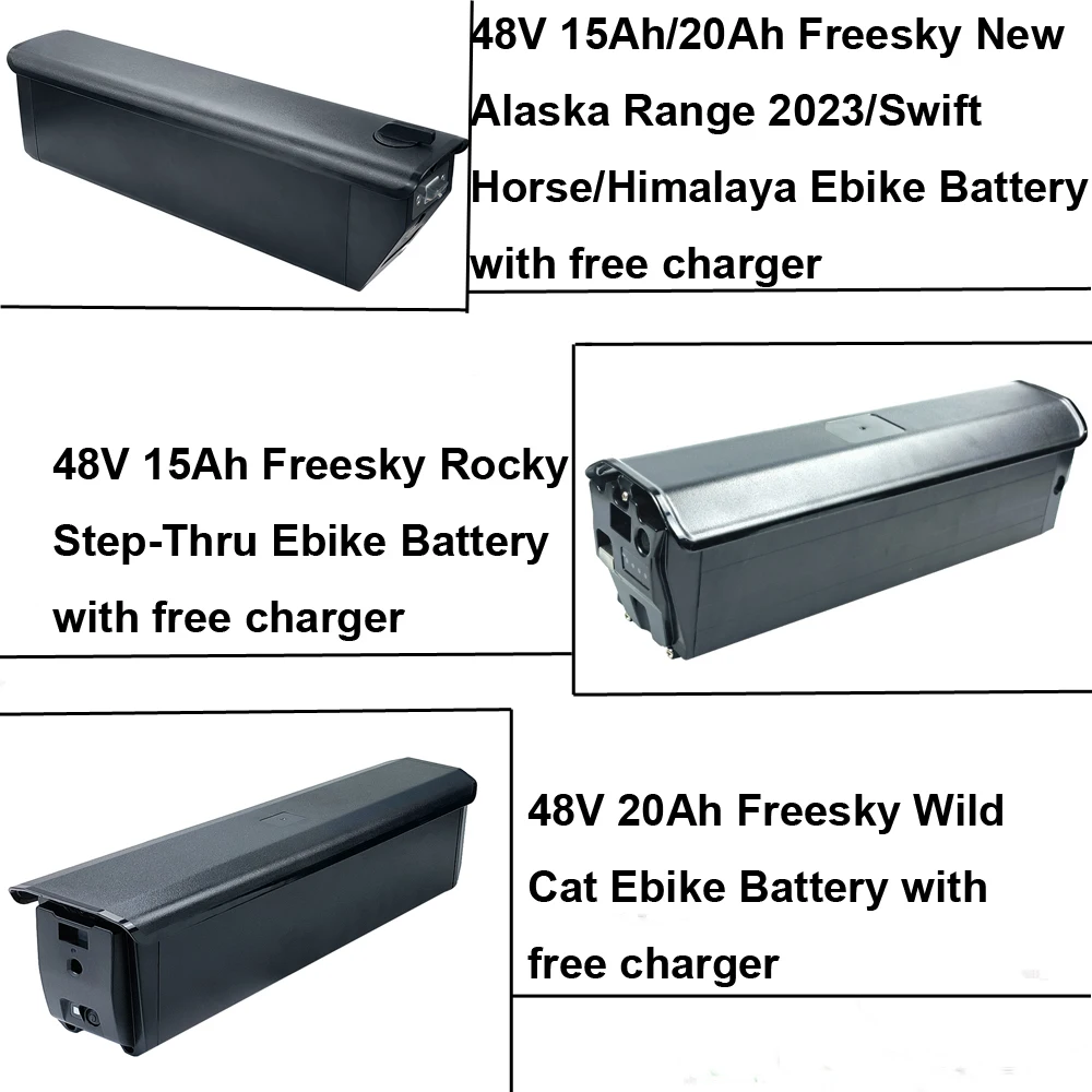 E-Bike Battery 48V 15Ah 20Ah Li-ion Battery for Freesky Wild Cat Swift Horse Himalaya New Alaska Range Rocky Electric Bike