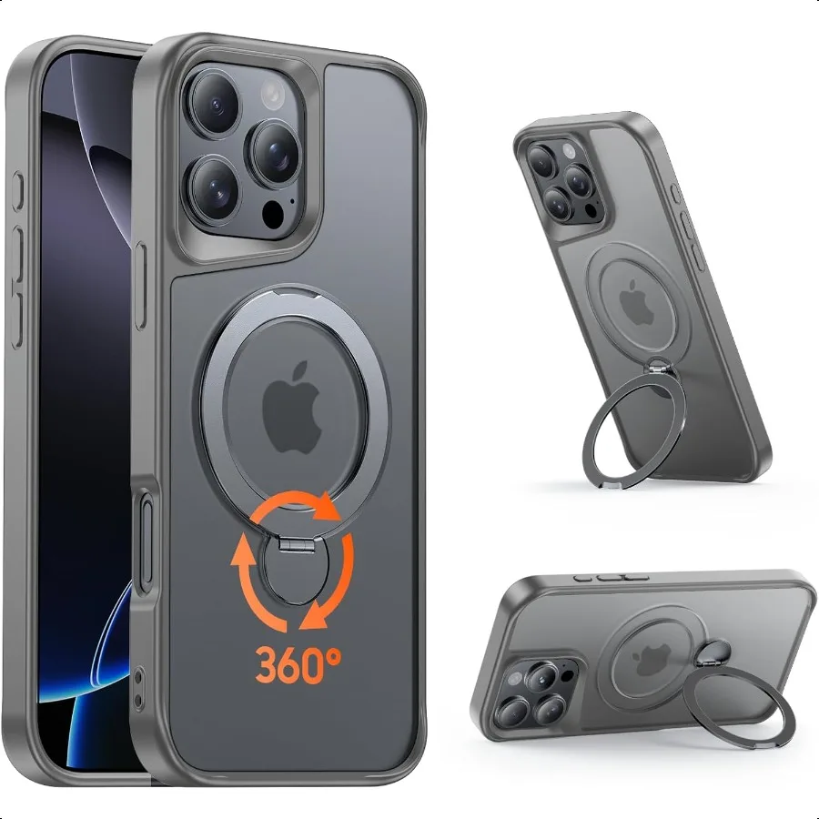 

Разработанный чехол для iPhone 16 Pro с магнитной подставкой на 360 градусов [совместим с MagSafe] [Военная защита от падения] Противоударный Translu