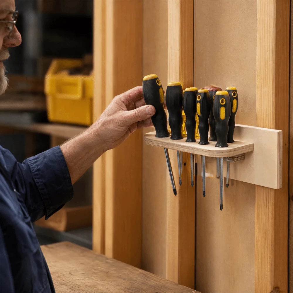 Wall Mounted Screwdriver Organizer Rotatable Multi-hole Screwdriver Stand Space Saving Durable Tool Organizer Garage