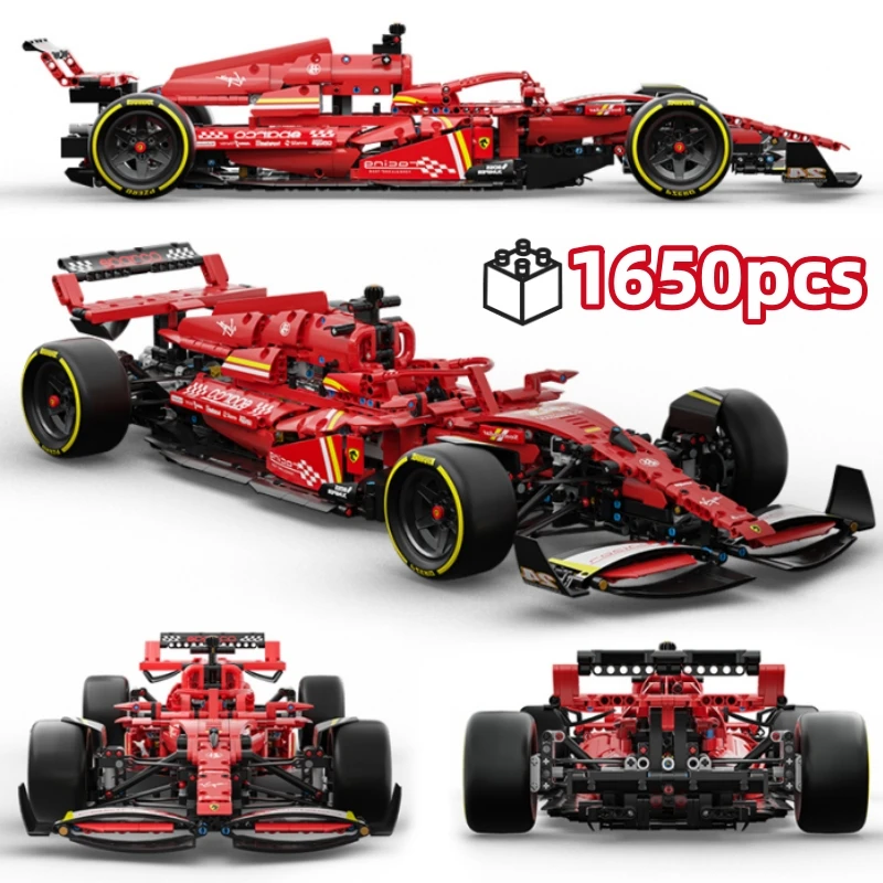 

Red Racing Car Technical Building Blocks 1:8 Scale 1650pcs Super Speed Vehicle Model Desktop Display Ornaments Bricks Toy Adult
