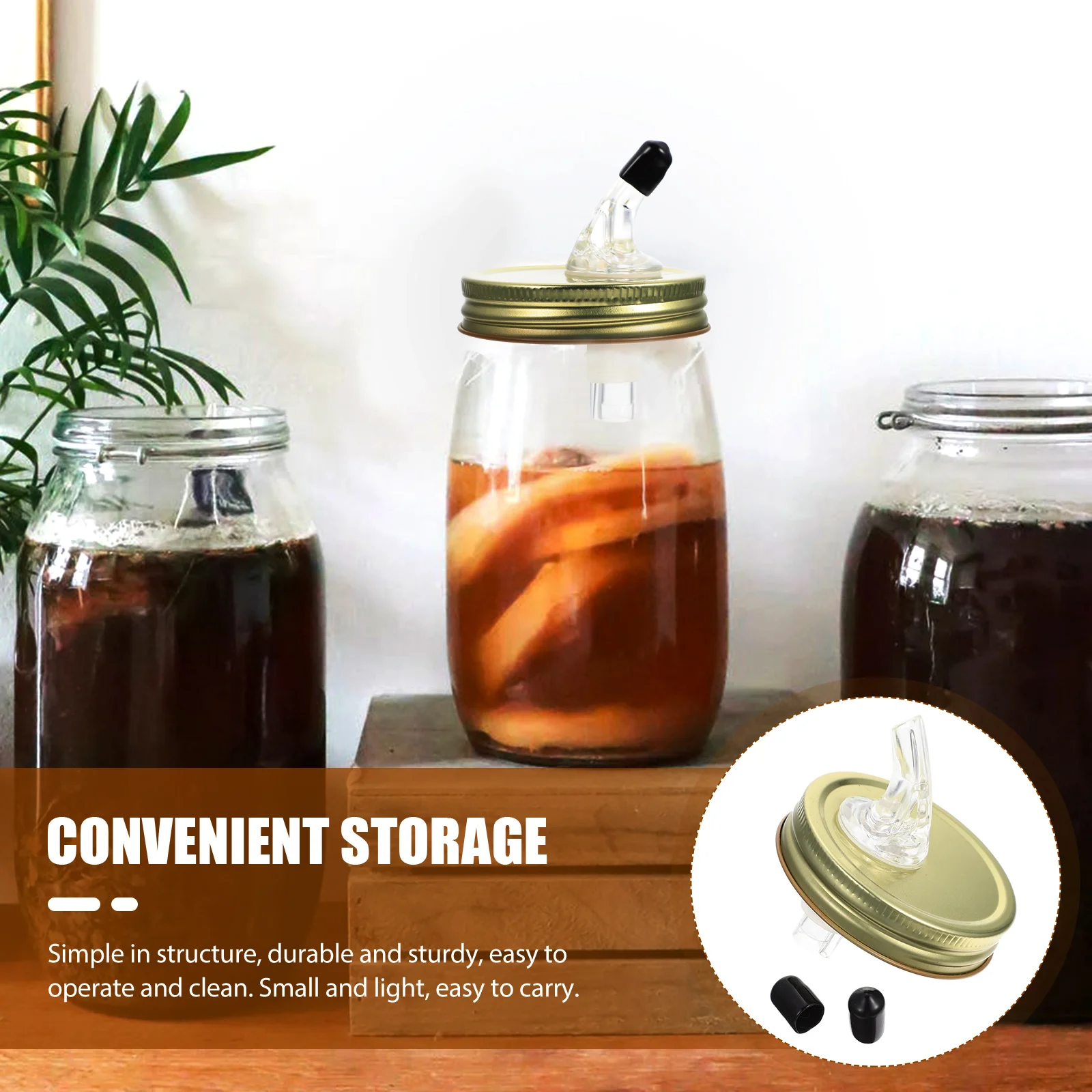 Wide Mouth Mason Jars Dispenser Oil Pourer Accessory Bottle Coffee Spout Practical Cork Black Household Stopper