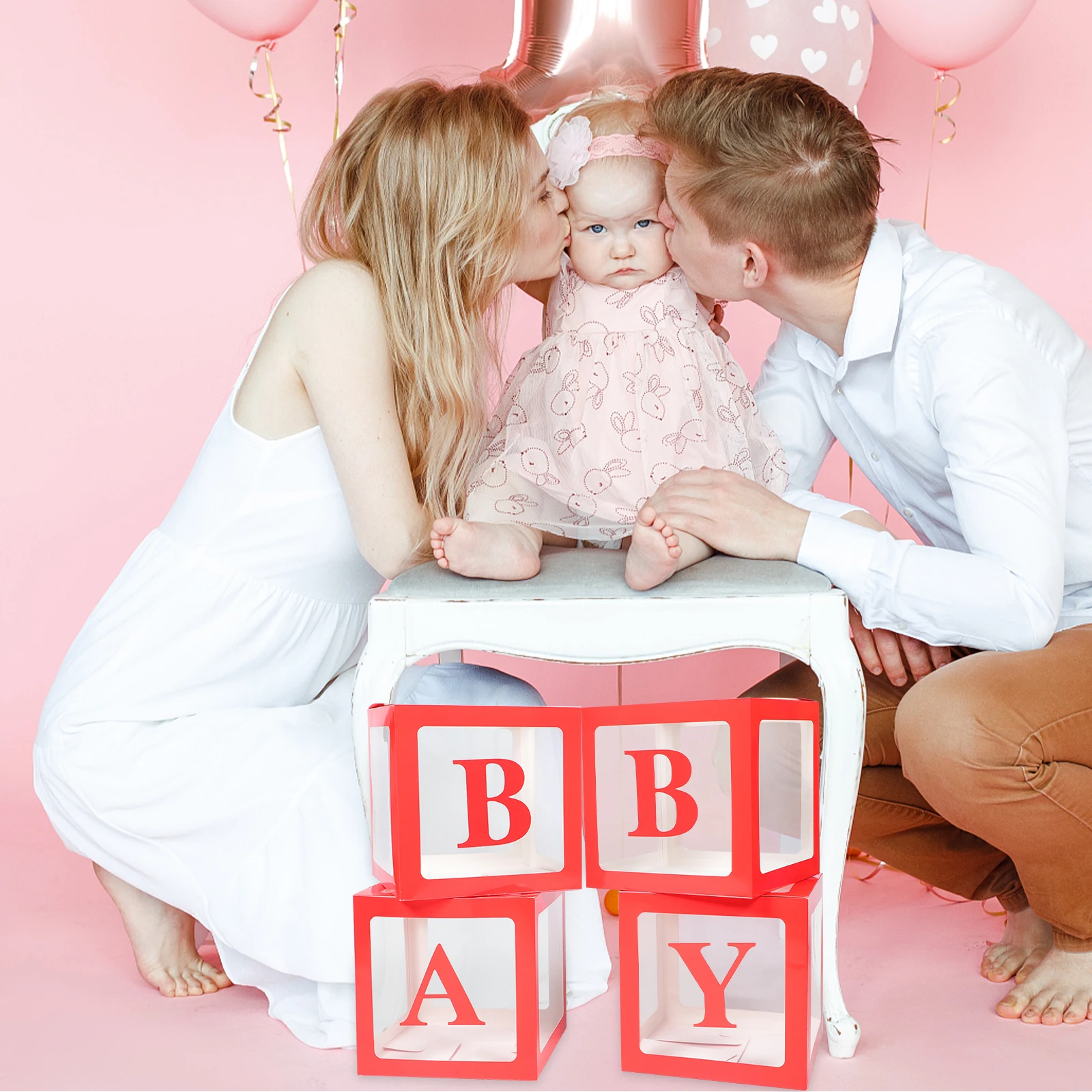 

4 Pcs Balloons Packing Box Baby Shower Decorations Props Letter Boxes with Letters Red Bride