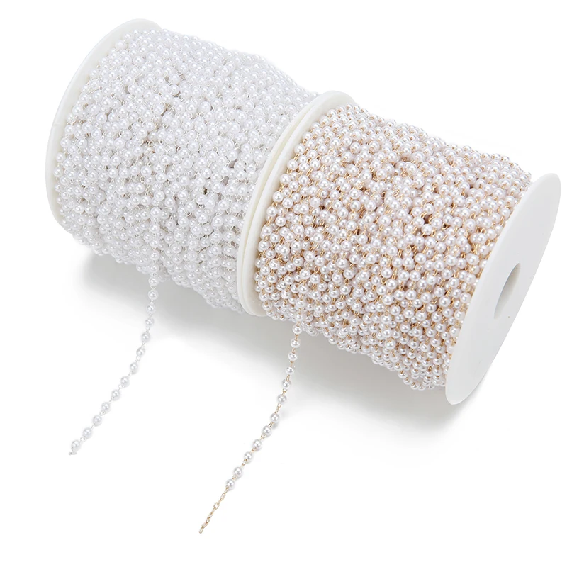 

Цепочка для ожерелья с имитацией жемчуга, медные металлические звенья для браслетов, 2 метра, серебристого цвета, для изготовления ювелирных изделий своими руками