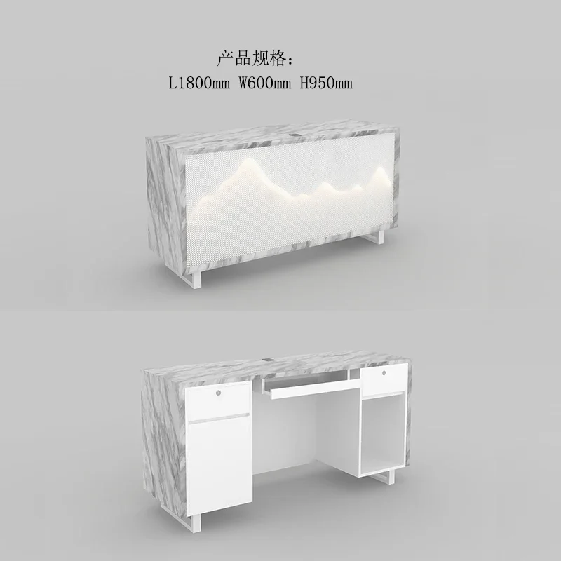 GZ-24  Reception Desk New Chinese Style Simple Modern Service Desk Stone Luminous Checkout Page Counter