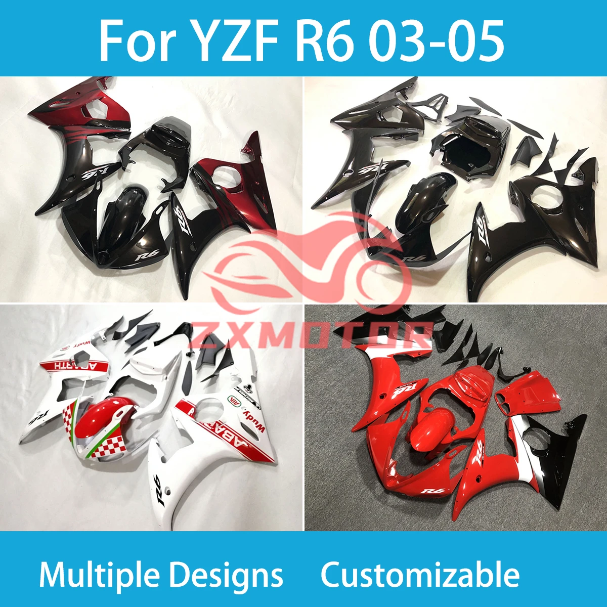 Fairings for Yamaha YZF-R6 2003 2004 2005 Motorcycle Racing Customized Shell Durable Fairing Kit R6 03 04 05