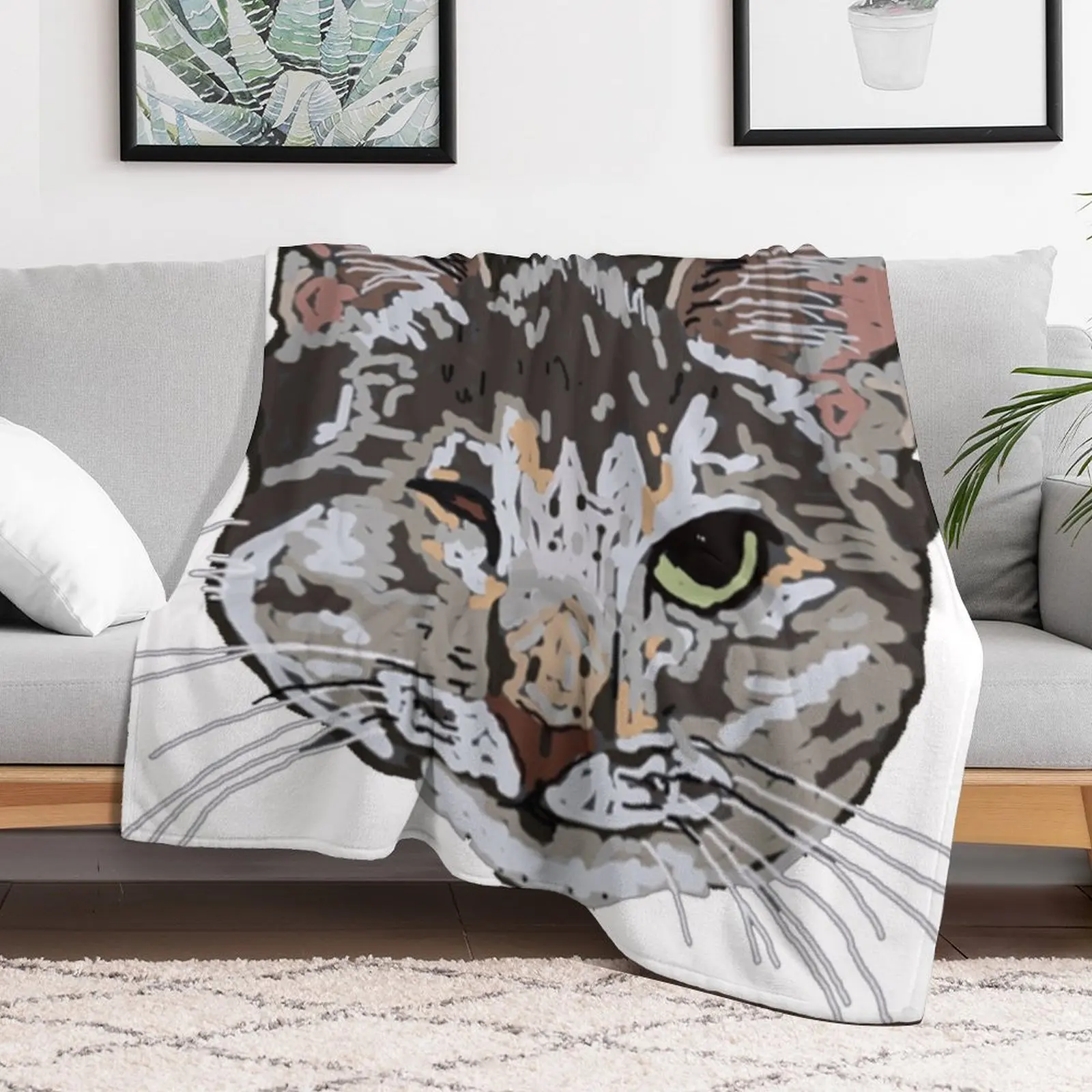 One eyed cat Throw Blanket blankets ands Decorative Throw Blankets image 2