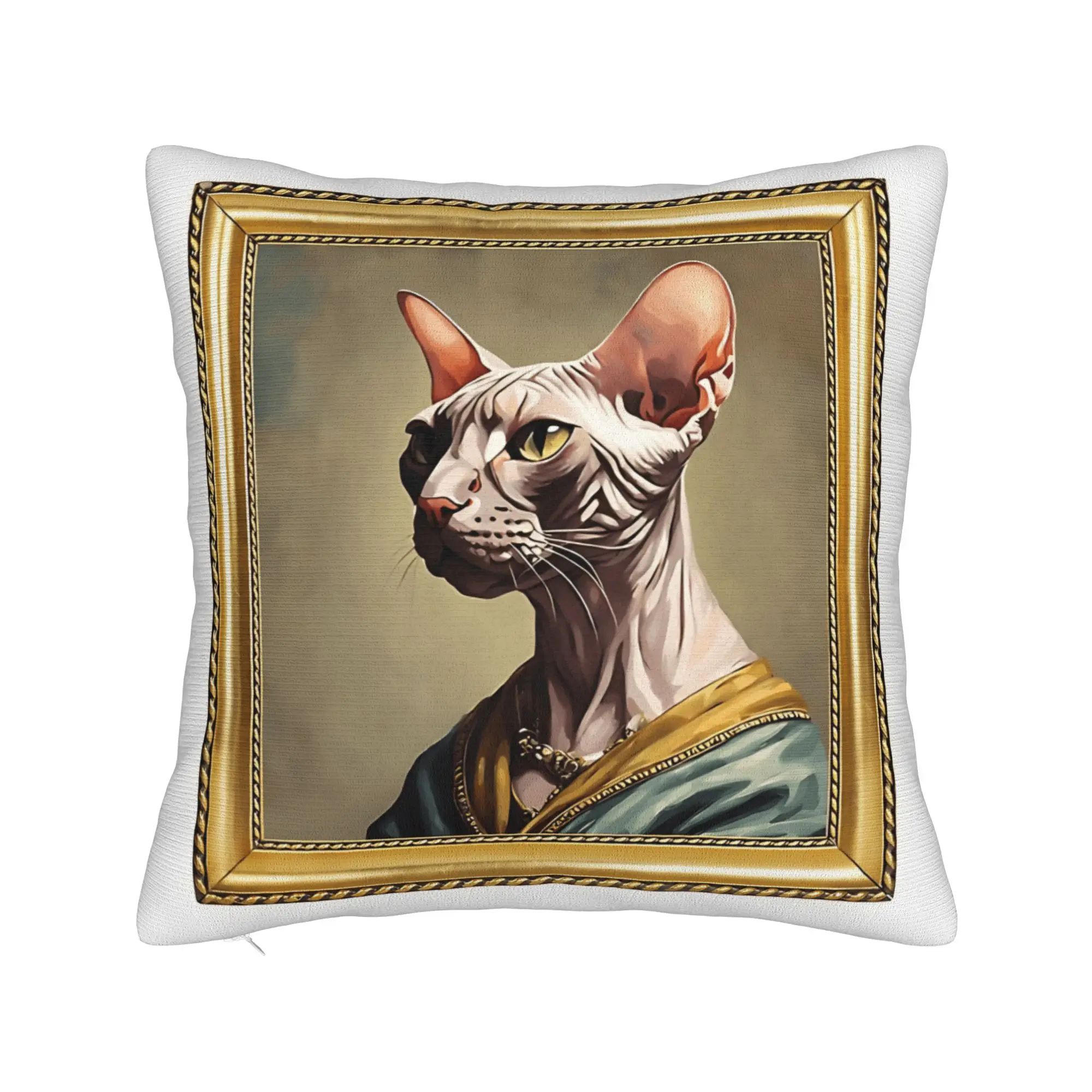 Pillow Cover Cute Caroon Cat Portrait Photo Frame Art  Fashion Pillow Case For Sofa Car Home Decor Pillowcases