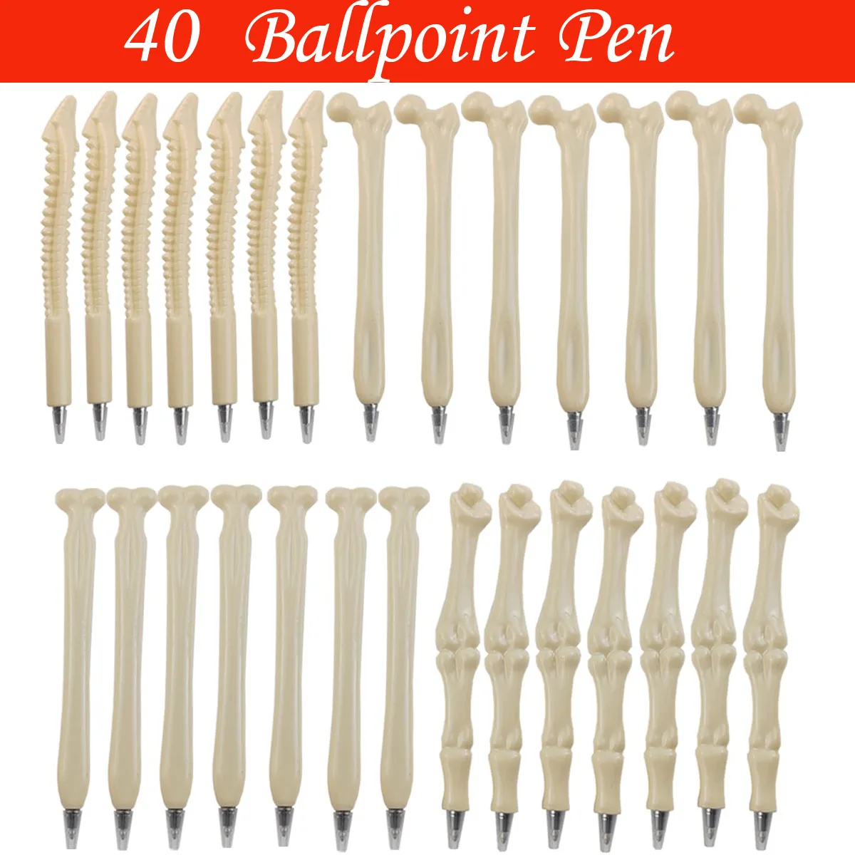 40Pcs Hilarious Fun Bone Pens Back To School Supply Halloween Festival Gift  Writing Pen Nurse Doctor Pens Stationery Gift