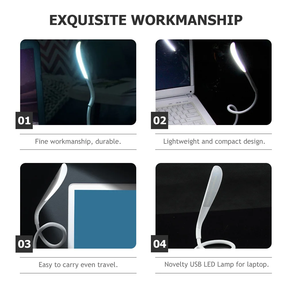 3-Brightness المحمولة العناية بالعين Led مصباح بمنفذ USB الرقبة المرنة لأجهزة الكمبيوتر المحمول لوحة المفاتيح ضوء الليل القراءة التخييم السفر #1