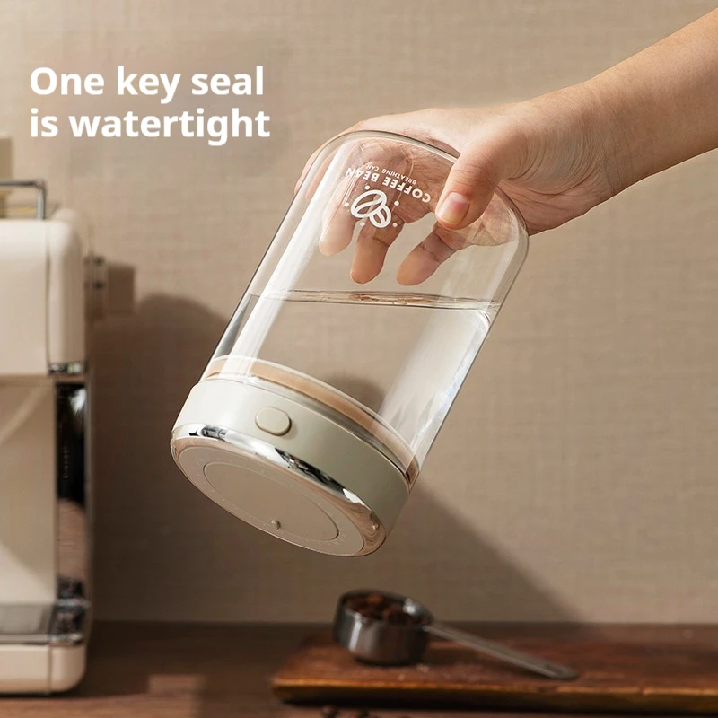 جرة محكمة الغلق لحبوب القهوة من الدرجة الغذائية مع جهاز تعقب التاريخ وحاويات تخزين صمام الفول الاستيقاظ للحبوب والوجبات الخفيفة والسكر والشاي