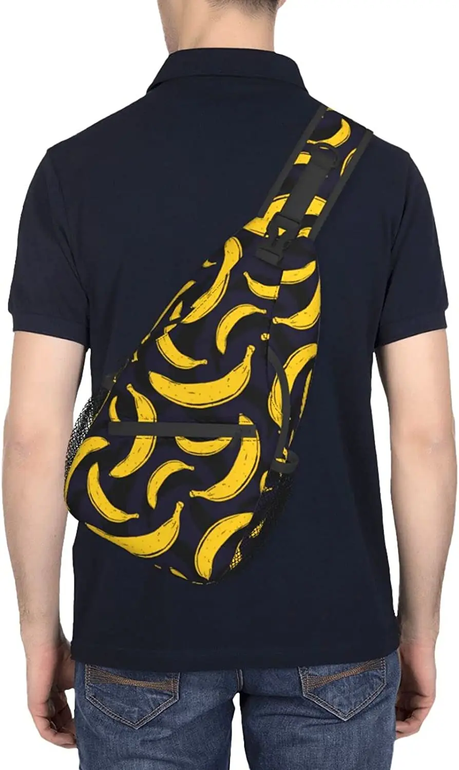Banana Seamless Pattern Sling Bag For Women Men,Fruits Print Crossbody Shoulder Bags Casual Sling Backpack Chest Bag Daypack