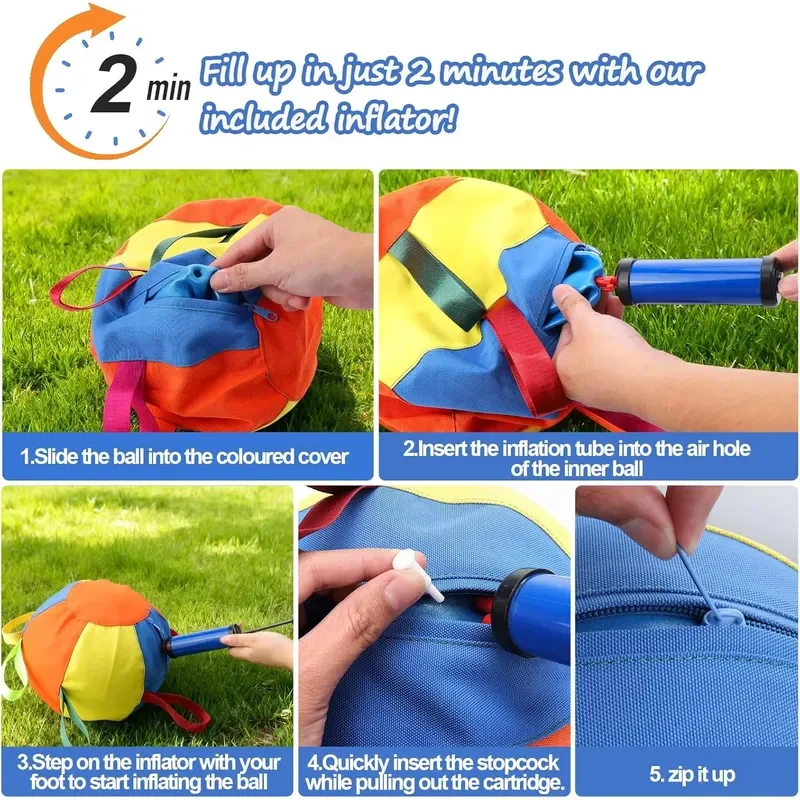Tug of War Dog Toy with Handles Soccer Ball Toy Interactive Training Toy Herding Balls for Outdoor Use for Dogs view 2