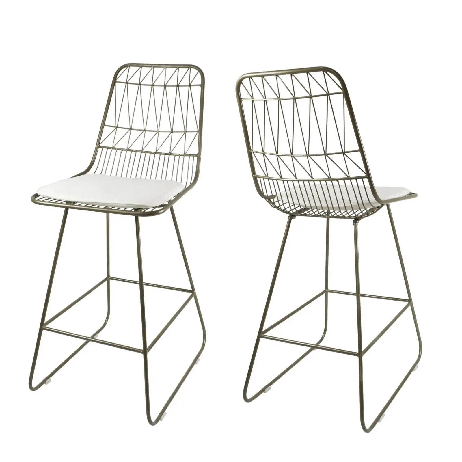 

Beige Iron Frame Modern Bar Chair Counter Stool Set Water Resistant Seat for Dining Room Island